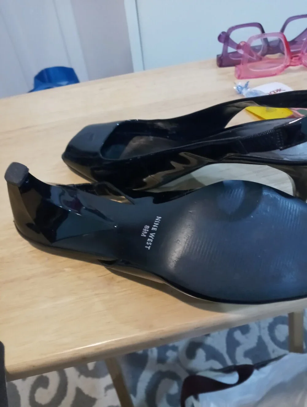 Nine West Black Patent Peep-Toe High Heels